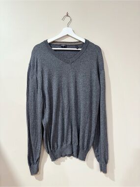 Faherty Reserve Men’s Cashmere V Neck Sweater XL Gray Italy Quiet Luxury Preppy